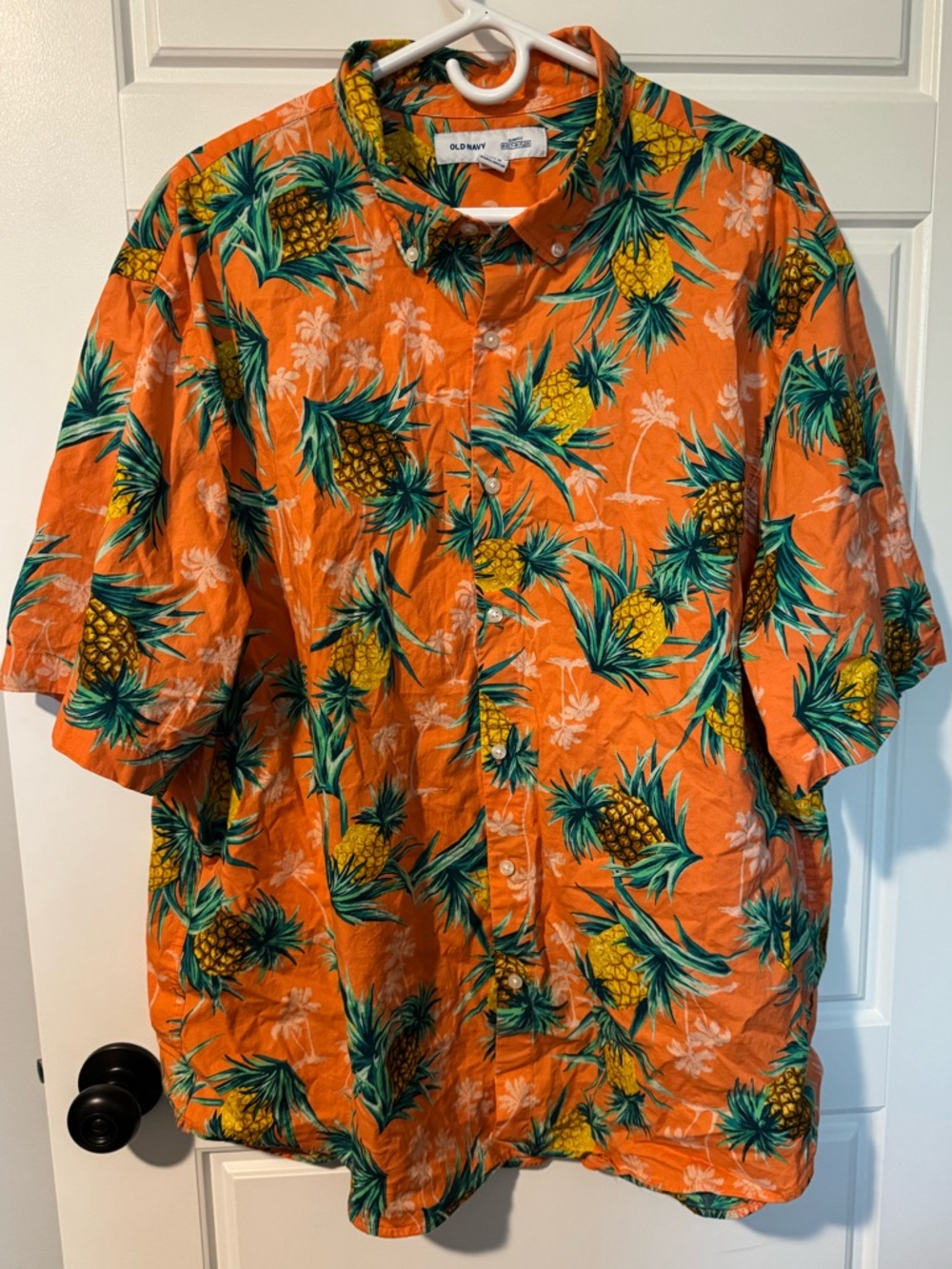 Old Navy Slim Fit Hawaiian Print Button Down Shirt, Cotton Blend, Size XXXL